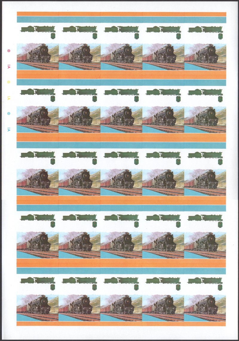 Bequia Locomotives (1st series) 45c All Colors Stage Progressive Color Proof Pane