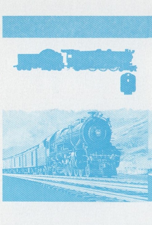 Bequia Locomotives (1st series) 45c Blue Stage Progressive Color Proof Pair