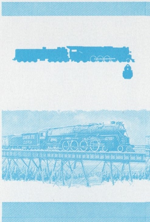 Bequia Locomotives (1st series) 5c Blue Stage Progressive Color Proof Pair