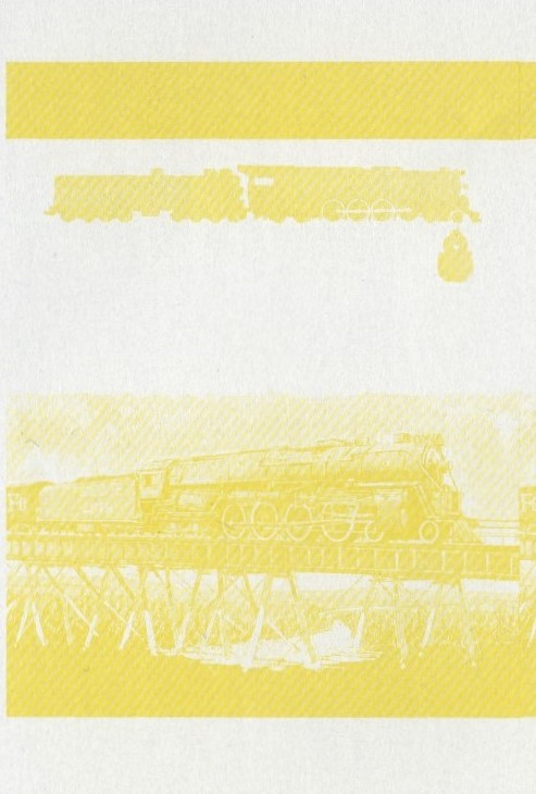 Bequia Locomotives (1st series) 5c Yellow Stage Progressive Color Proof Pair