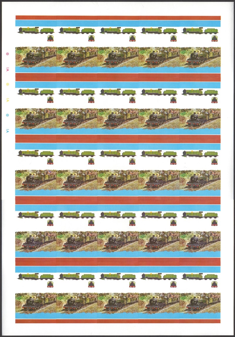 Bequia Locomotives (2nd series) $1.00 All Colors Stage Progressive Color Proof Pane