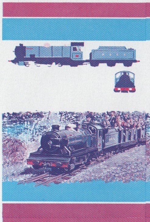 Bequia Locomotives (2nd series) $1.00 Blue-Red Stage Progressive Color Proof Pair