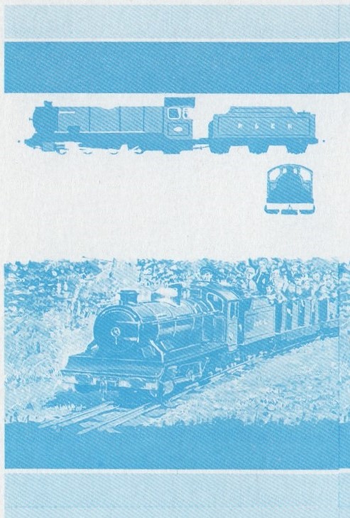 Bequia Locomotives (2nd series) $1.00 Blue Stage Progressive Color Proof Pair