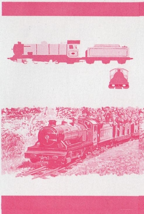 Bequia Locomotives (2nd series) $1.00 Red Stage Progressive Color Proof Pair