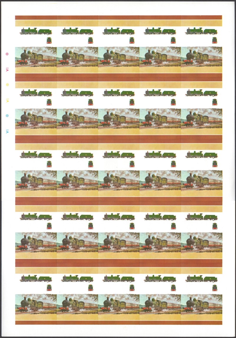Bequia Locomotives (2nd series) $2.50 All Colors Stage Progressive Color Proof Pane