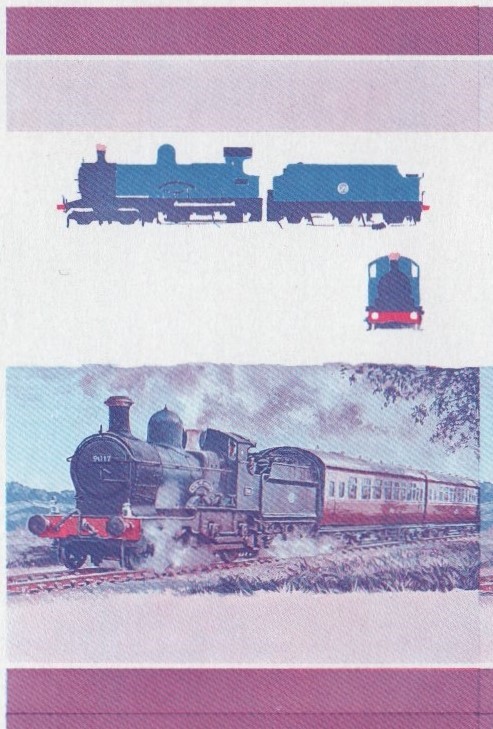 Bequia Locomotives (2nd series) $2.50 Blue-Red Stage Progressive Color Proof Pair