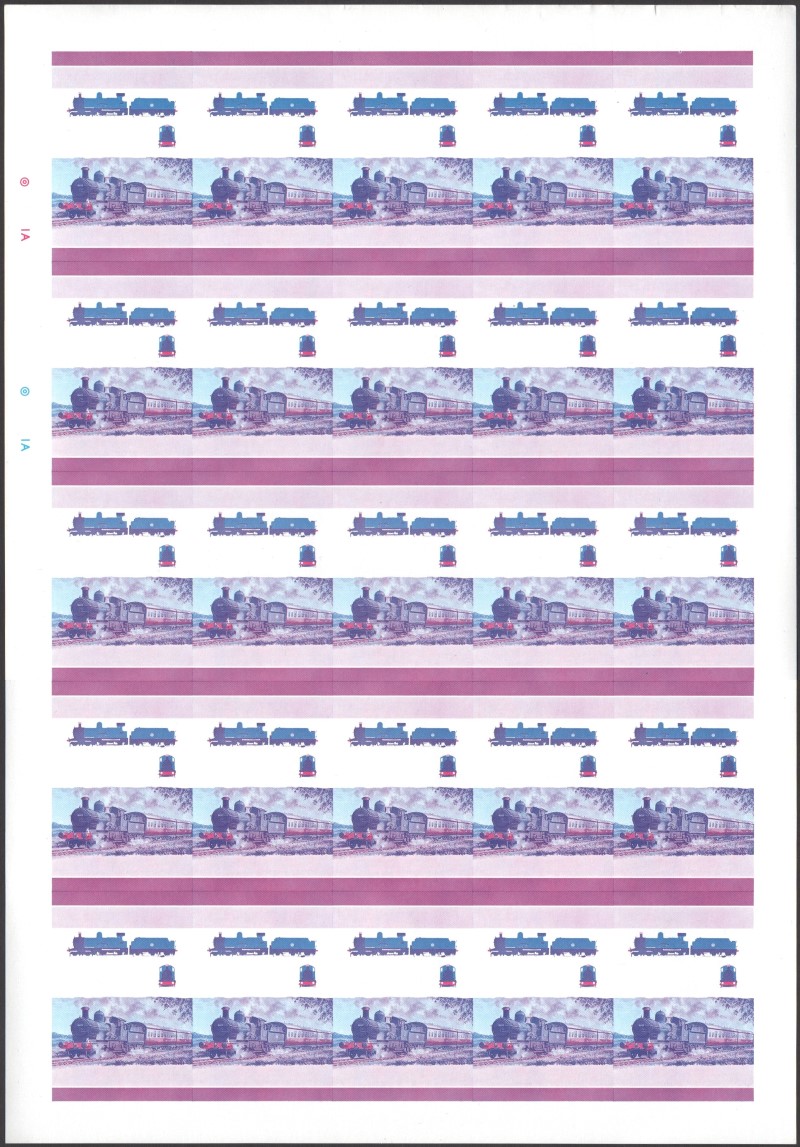 Bequia Locomotives (2nd series) $2.50 Blue-Red Stage Progressive Color Proof Pane