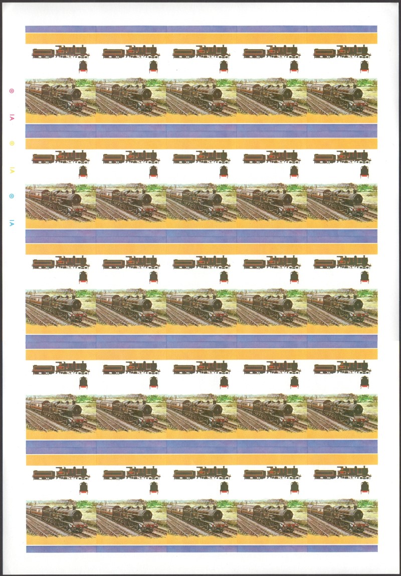 Bequia Locomotives (2nd series) $3.00 All Colors Stage Progressive Color Proof Pane