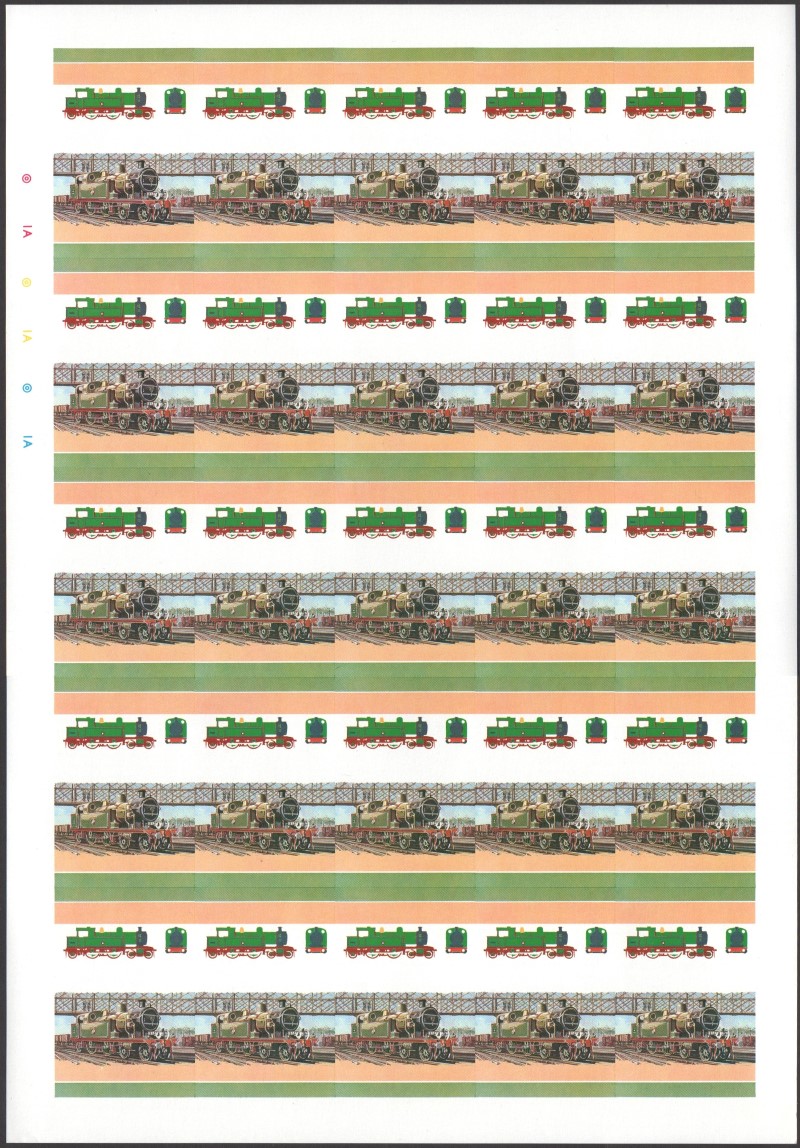 Bequia Locomotives (2nd series) 10c All Colors Stage Progressive Color Proof Pane