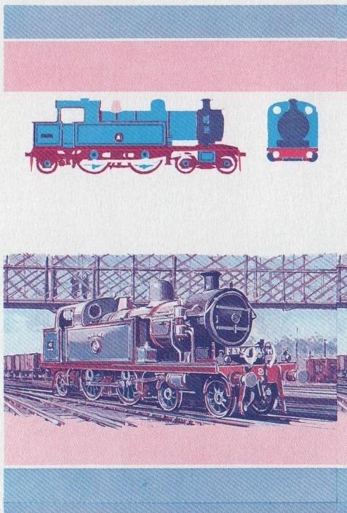 Bequia Locomotives (2nd series) 10c Blue-Red Stage Progressive Color Proof Pair