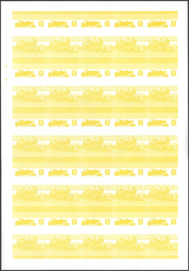 Bequia Locomotives (2nd series) 10c Yellow Stage Progressive Color Proof Pane
