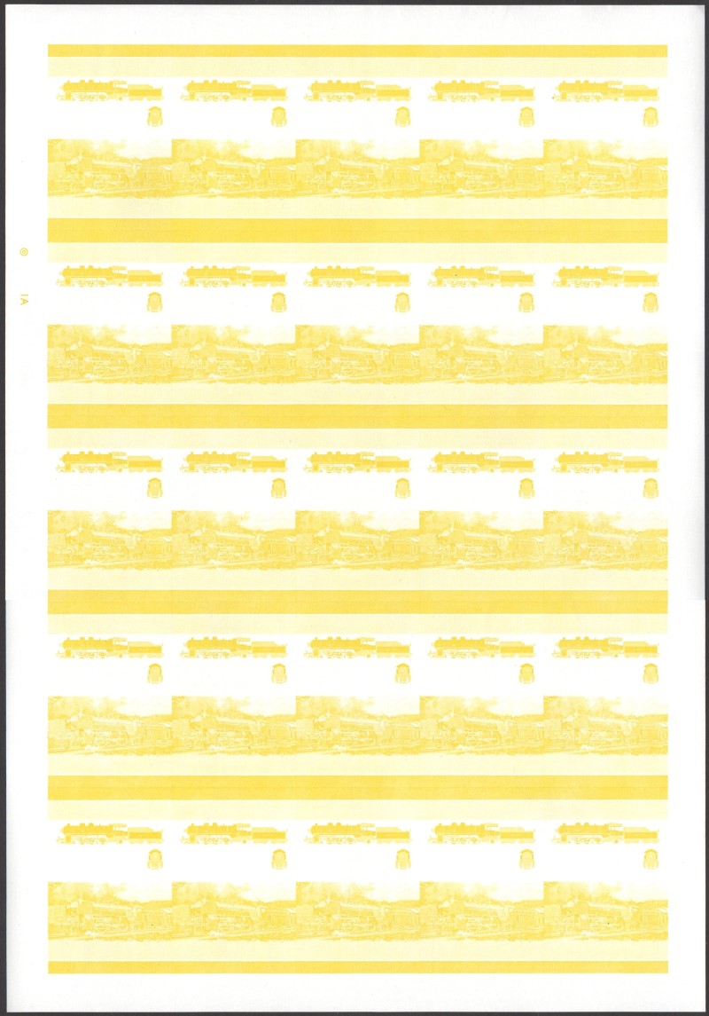 Bequia Locomotives (2nd series) 1c Yellow Stage Progressive Color Proof Pane