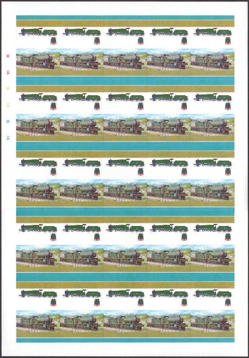 Bequia Locomotives (2nd series) 35c All Colors Stage Progressive Color Proof Pane