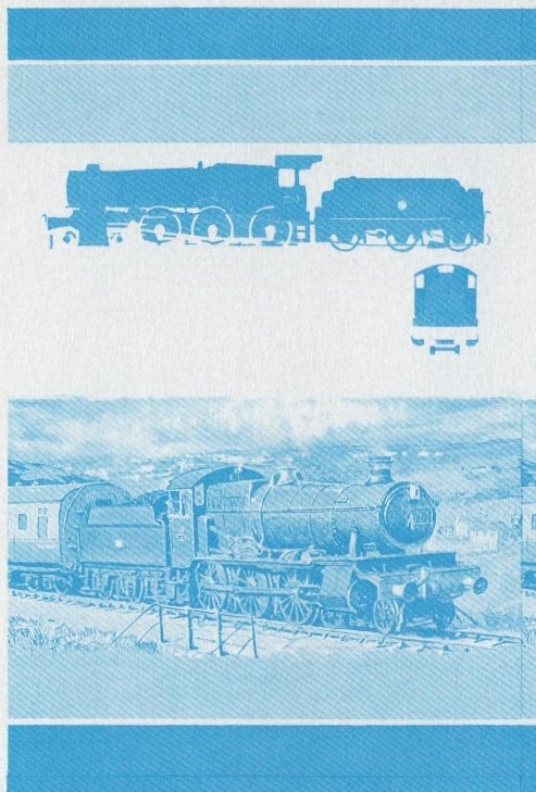 Bequia Locomotives (2nd series) 35c Blue Stage Progressive Color Proof Pair