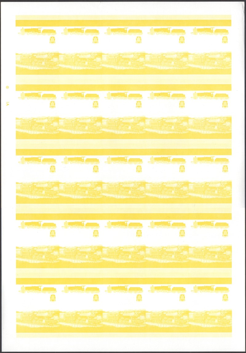 Bequia Locomotives (2nd series) 35c Yellow Stage Progressive Color Proof Pane