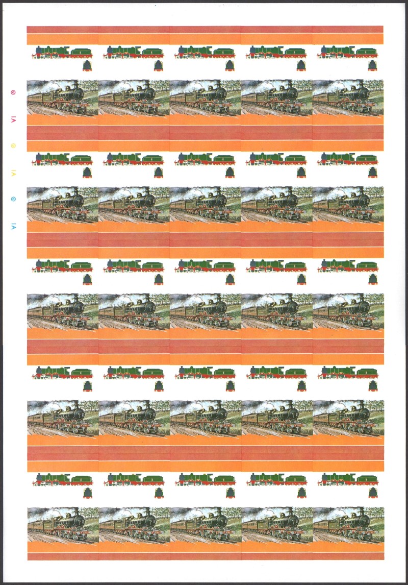 Bequia Locomotives (2nd series) 5c All Colors Stage Progressive Color Proof Pane