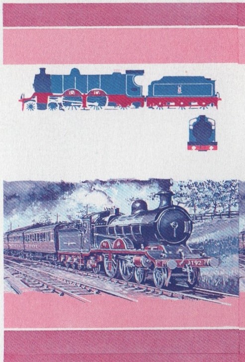 Bequia Locomotives (2nd series) 5c Blue-Red Stage Progressive Color Proof Pair