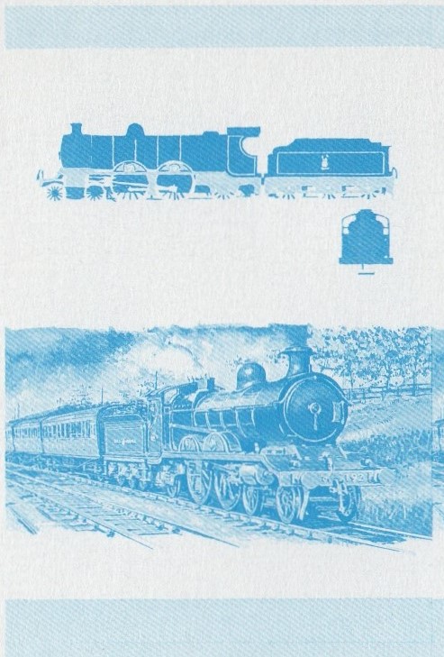 Bequia Locomotives (2nd series) 5c Blue Stage Progressive Color Proof Pair