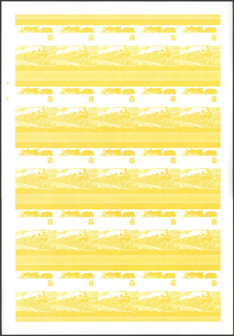 Bequia Locomotives (2nd series) 5c Yellow Stage Progressive Color Proof Pane