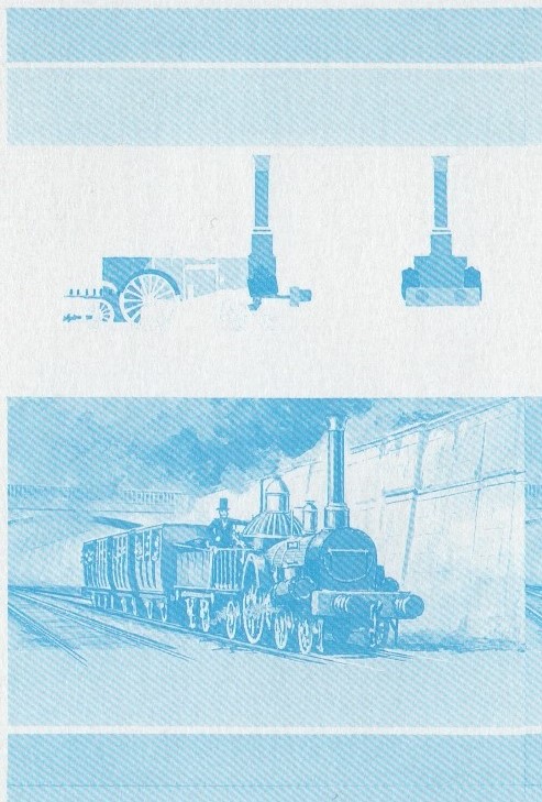 Bequia Locomotives (2nd series) 75c Blue Stage Progressive Color Proof Pair