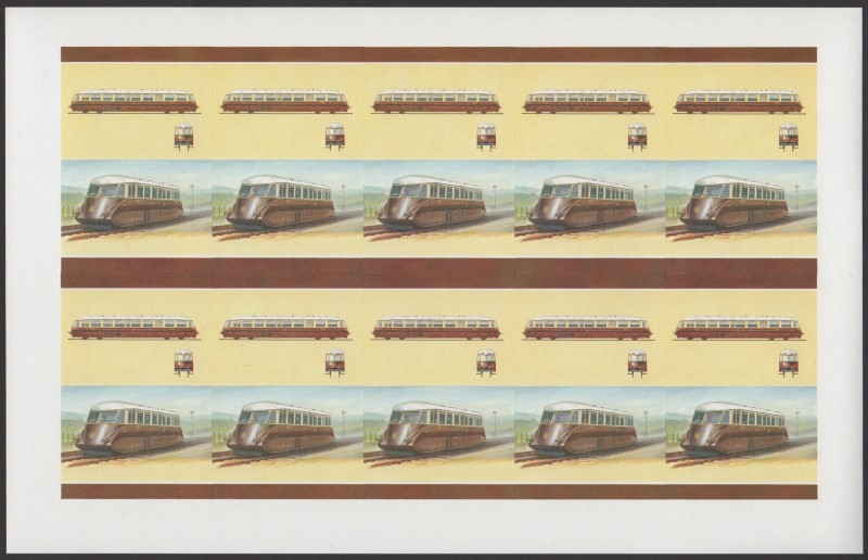 Bequia Locomotives (5th series) $1 All Colors Stage Progressive Color Proof Pane