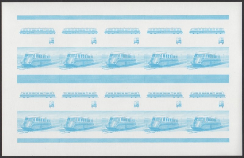 Bequia Locomotives (5th series) $1 Blue Stage Progressive Color Proof Pane