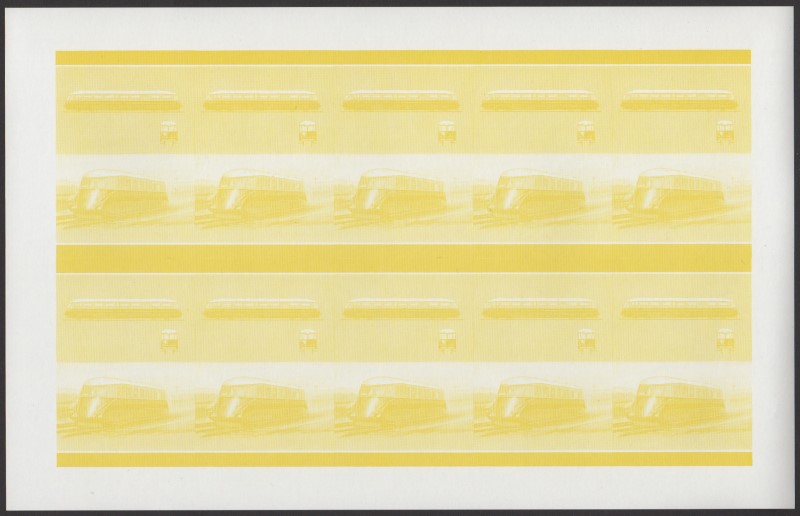 Bequia Locomotives (5th series) $1 Yellow Stage Progressive Color Proof Pane