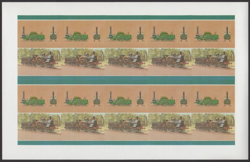Bequia Locomotives (5th series) $2 All Colors Stage Progressive Color Proof Pane