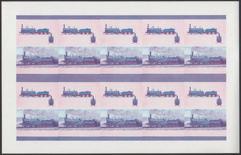 Bequia Locomotives (5th series) 15c Blue-Red Stage Progressive Color Proof Pane