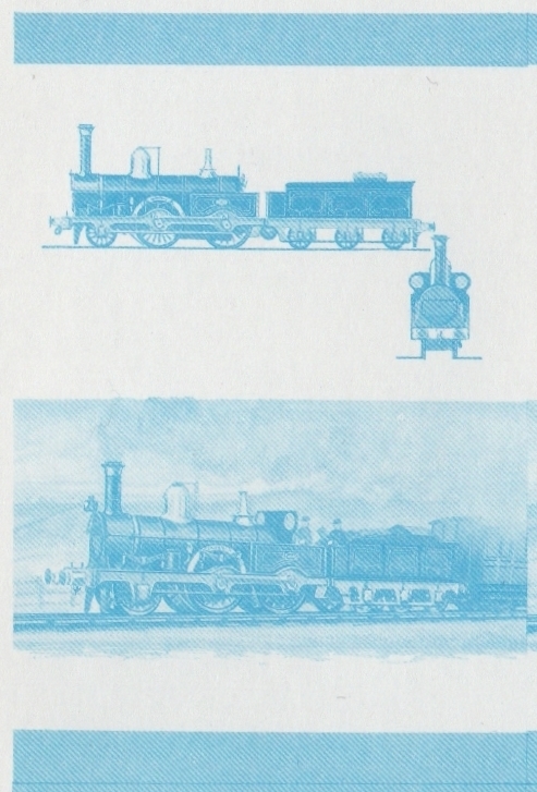 Bequia Locomotives (5th series) 15c Blue Stage Progressive Color Proof Pair