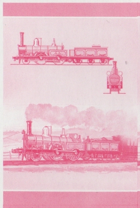 Bequia Locomotives (5th series) 15c Red Stage Progressive Color Proof Pair
