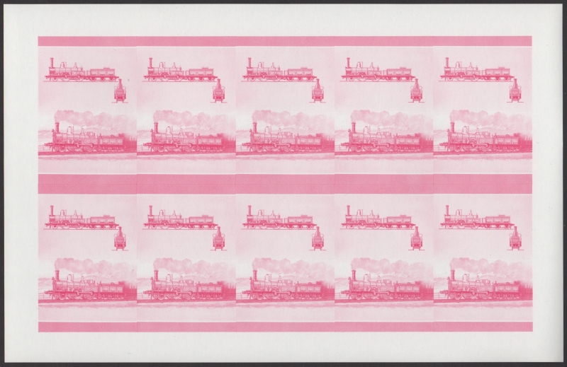 Bequia Locomotives (5th series) 15c Red Stage Progressive Color Proof Pane