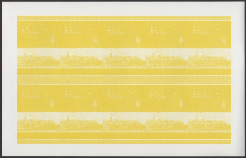 Bequia Locomotives (5th series) 15c Yellow Stage Progressive Color Proof Pane