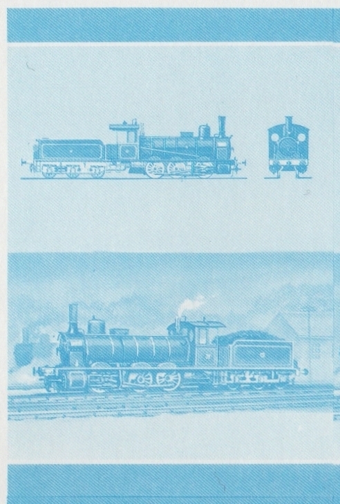 Bequia Locomotives (5th series) 25c Blue Stage Progressive Color Proof Pair