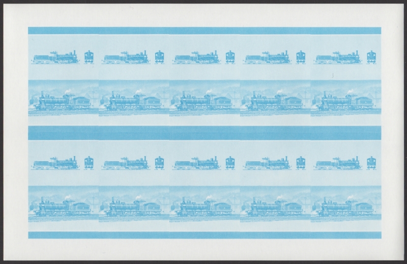 Bequia Locomotives (5th series) 25c Blue Stage Progressive Color Proof Pane