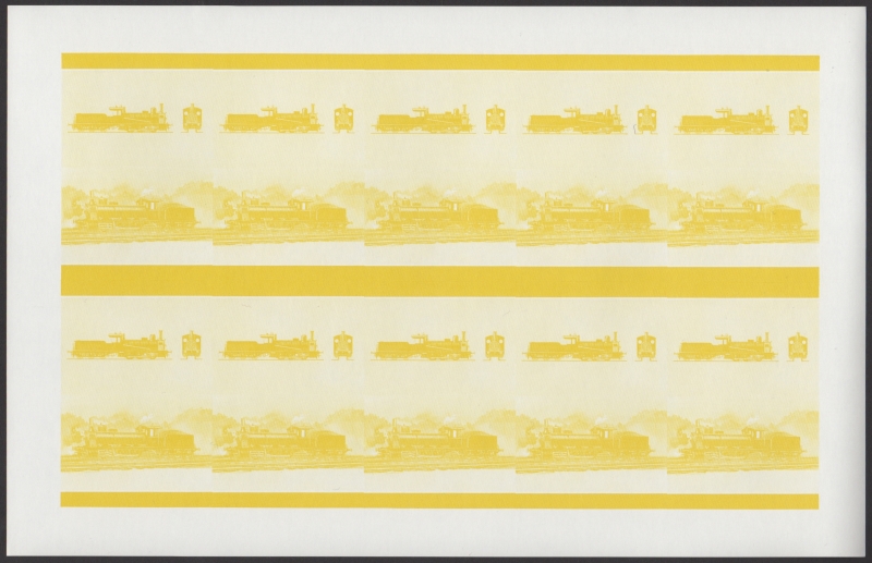 Bequia Locomotives (5th series) 25c Yellow Stage Progressive Color Proof Pane