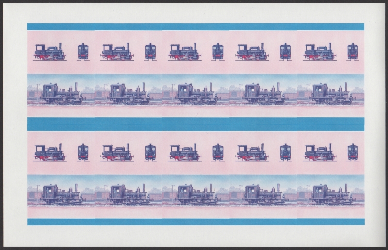 Bequia Locomotives (5th series) 40c Blue-Red Stage Progressive Color Proof Pane