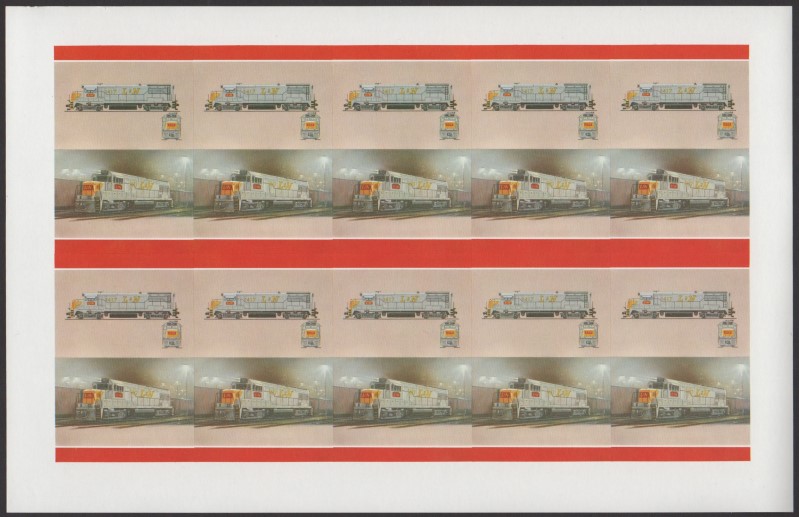 Bequia Locomotives (5th series) 50c All Colors Stage Progressive Color Proof Pane