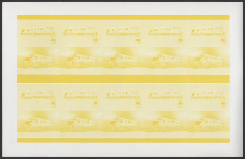 Bequia Locomotives (5th series) 50c Yellow Stage Progressive Color Proof Pane