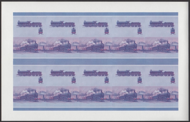 Bequia Locomotives (5th series) 60c Blue-Red Stage Progressive Color Proof Pane