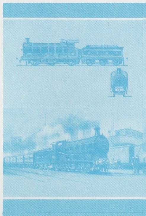 Bequia Locomotives (5th series) 60c Blue Stage Progressive Color Proof Pair