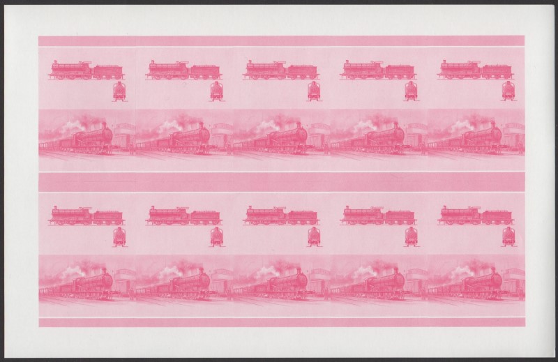 Bequia Locomotives (5th series) 60c Red Stage Progressive Color Proof Pane
