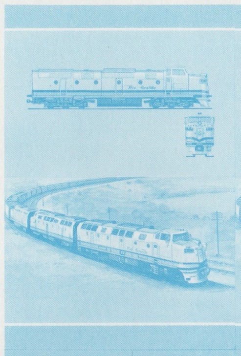 Bequia Locomotives (5th series) 75c Blue Stage Progressive Color Proof Pair