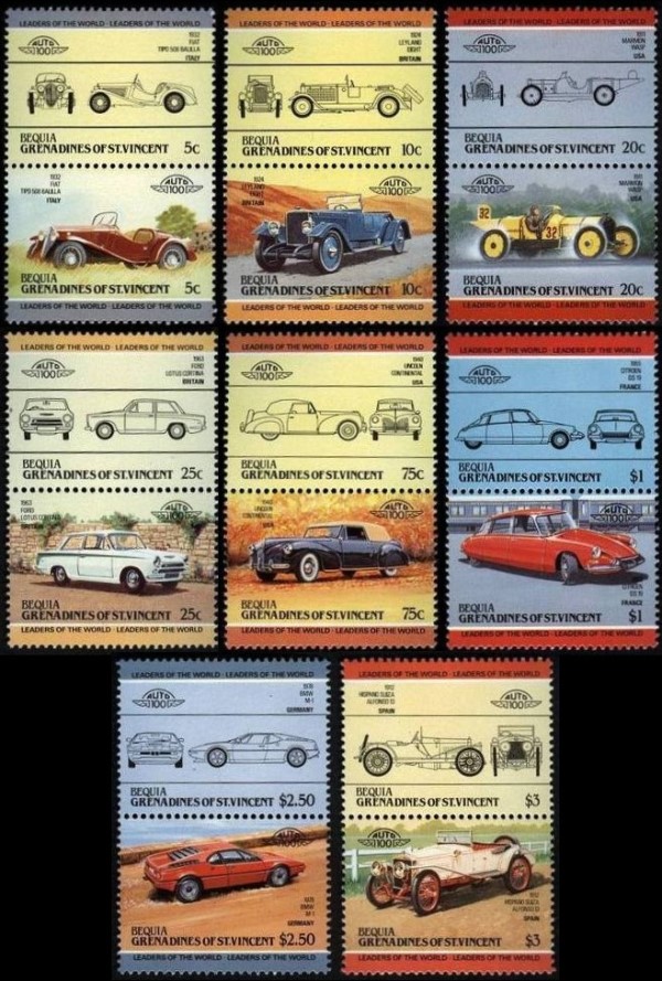 1984 Bequia Leaders of the World, Automobiles (2nd series) Stamps
