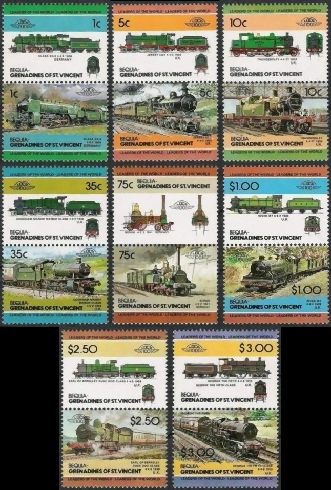 1984 Bequia Leaders of the World, Locomotives (2nd series) Stamps