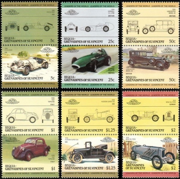 1985 Bequia Leaders of the World, Automobiles (3rd series) Stamps