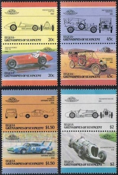 1985 Bequia Leaders of the World, Automobiles (4th series) Stamps