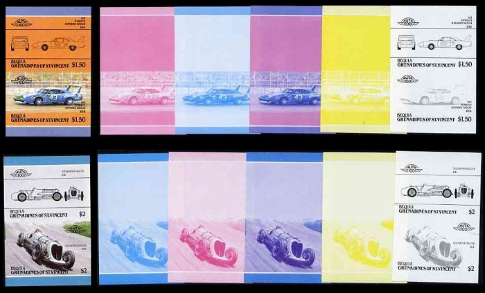 1985 Bequia Leaders of the World, Automobiles (4th series) Color Proof Sets