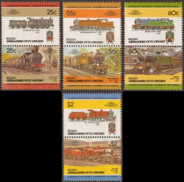 1985 Bequia Leaders of the World, Locomotives (3rd series) Stamps