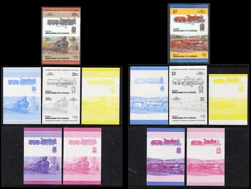 1985 Bequia Leaders of the World, Locomotives (3rd series) Color Proof Sets